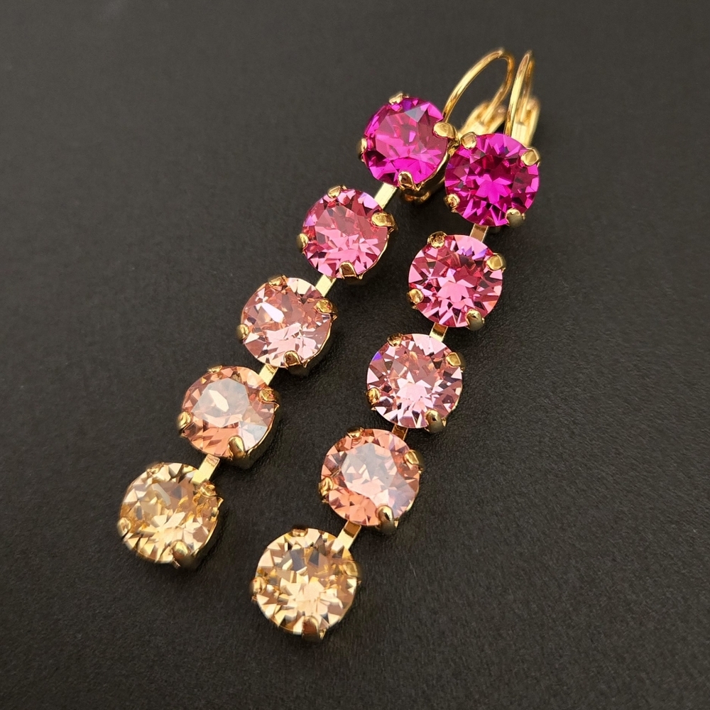 Austrian Crystal Earrings in Gold - Picture 5 of 9
